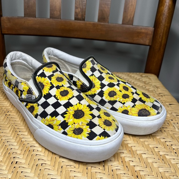 VANS Custom Checkered Sunflower Skateboard Slip one Sneakers size 9 - Picture 5 of 15